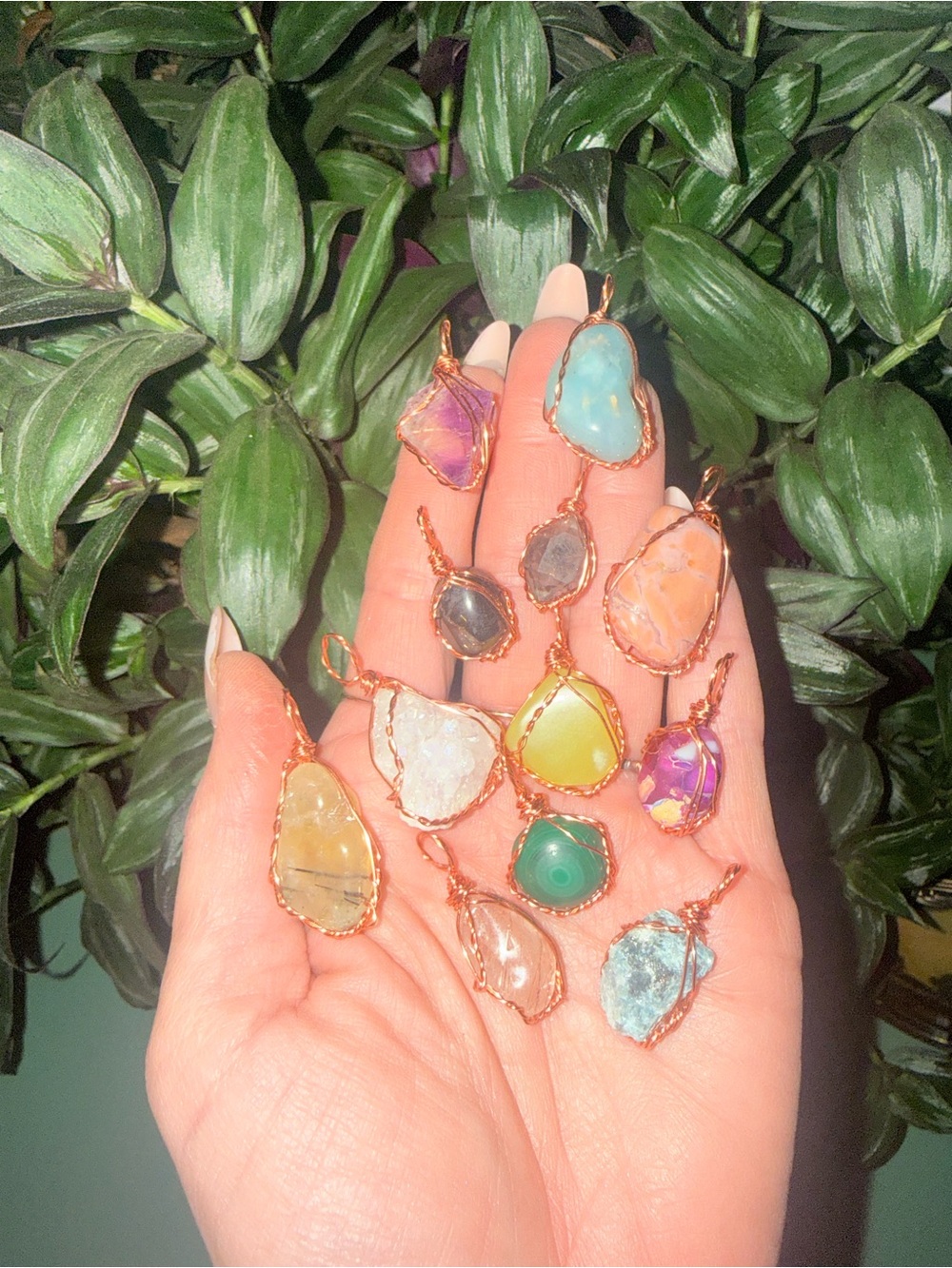 New copper wrapped pendants in show 😱✨🌙